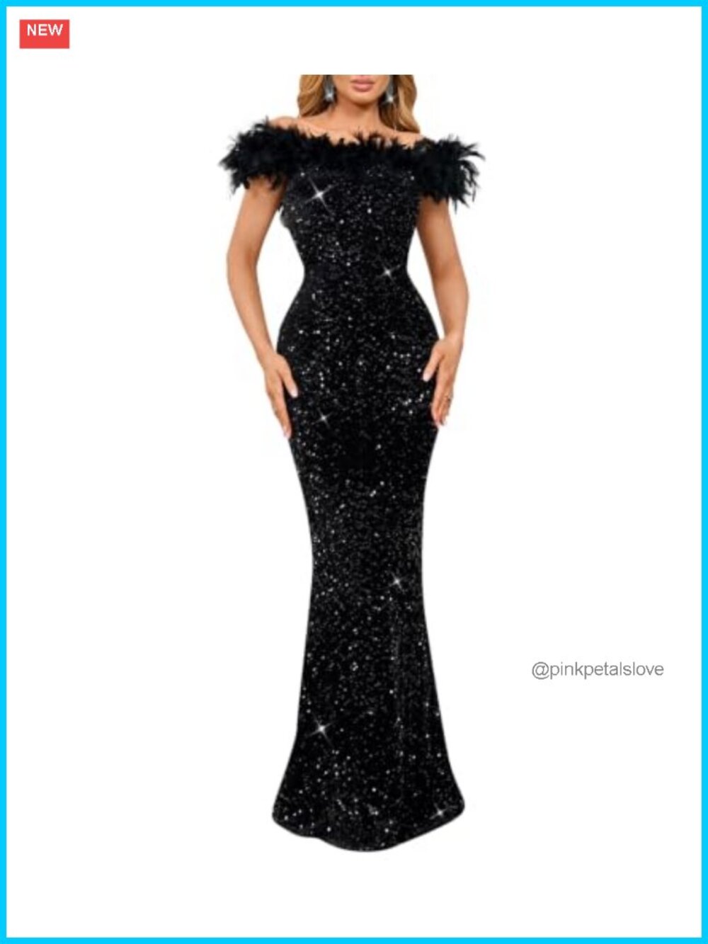 Sequin Off Shoulder Mermaid Bodycon Maxi Evening Gown Formal Dress